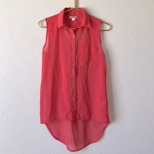 Sheer High-low Sleeveless Shirt